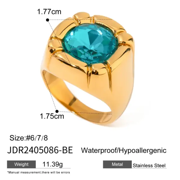 Colorful Cubic Zirconia Stainless Steel Ring - Image 7