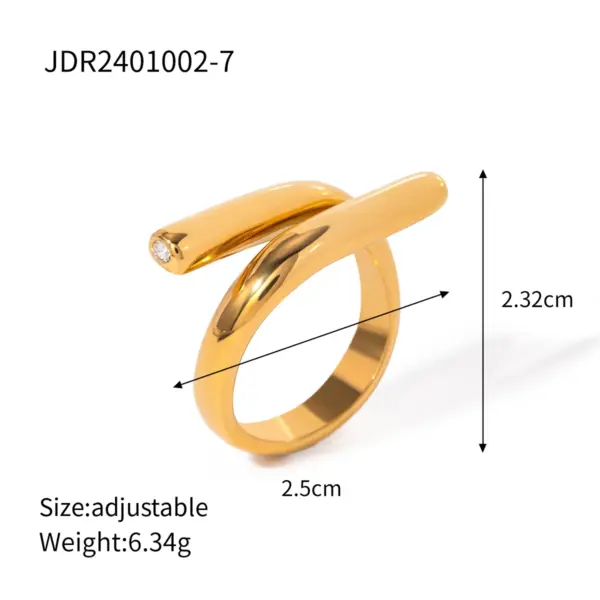 Trendy Gold Stainless Steel Women's Ring - Image 8