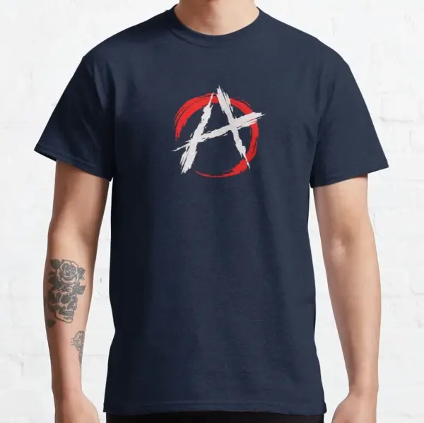 Anarchy Symbol Funny Graphic T-Shirt for Men - Image 13