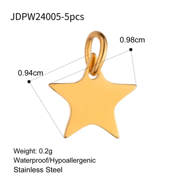 5 Pcs Stainless Steel Star Pendant Charms - Image 30