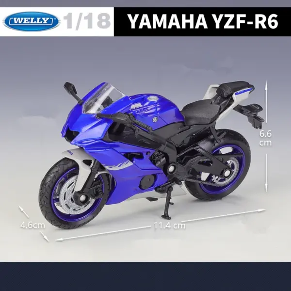 1:12 Yamaha YZF-R6 Diecast Motorcycle Model - Image 2