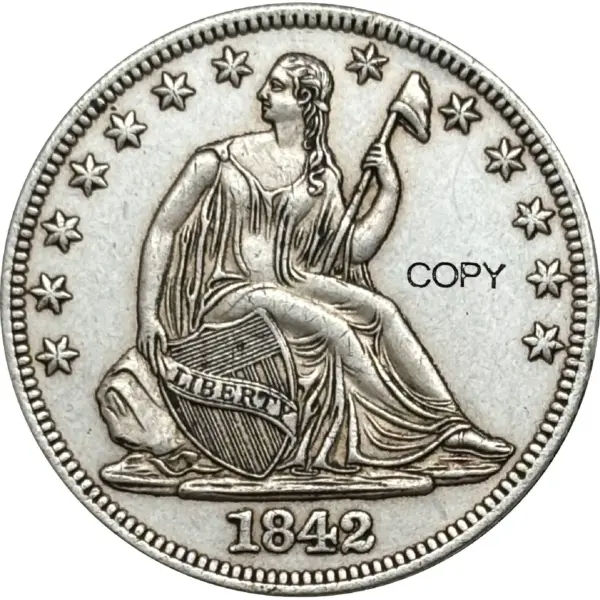 1842 Commemorative Half Coin Antique Replica - Image 5