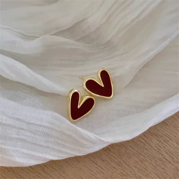 Red Heart Acrylic Stud Earrings - Image 18