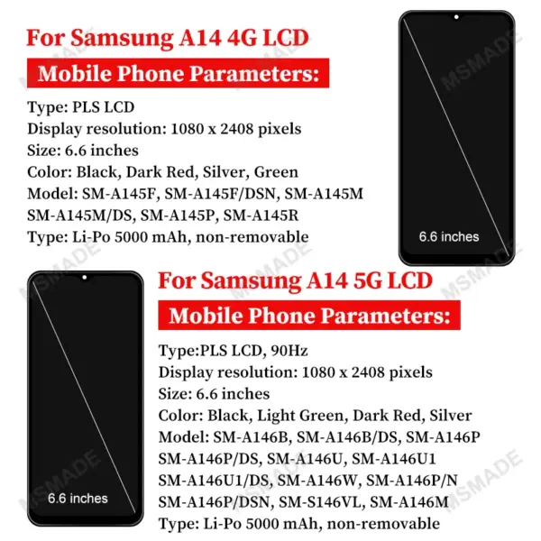 Samsung Galaxy A14 LCD Touch Screen Assembly - Image 2