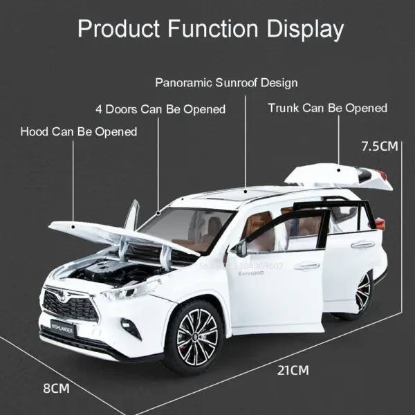 1:24 Alloy Highlander Model SUV with Sounds - Image 2