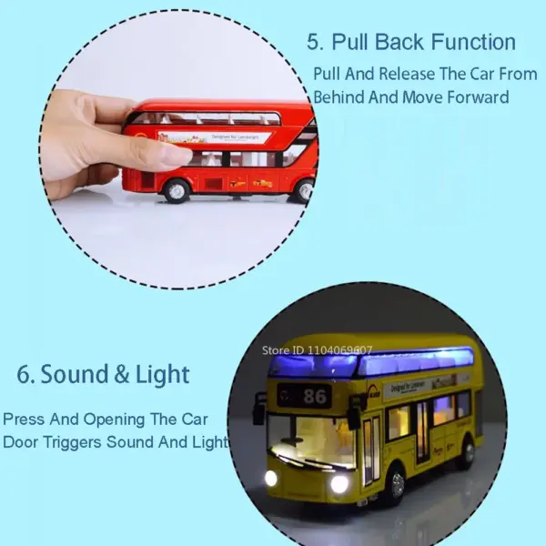 1:36 Scale Double Decker Bus Model Vehicle - Image 3