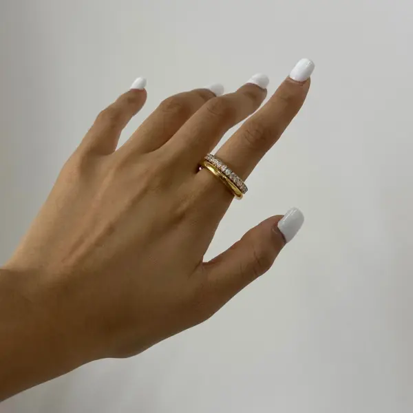 Minimalist Stainless Steel Double Layer Ring - Image 2