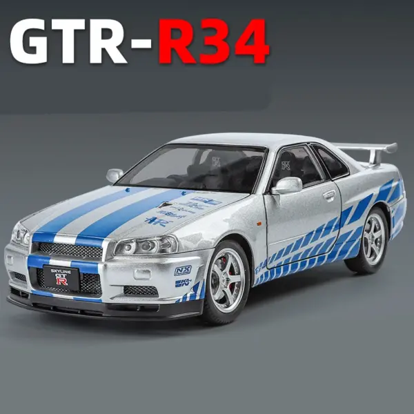 1:24 Nissan Skyline GTR R34 Diecast Model Car - Image 9