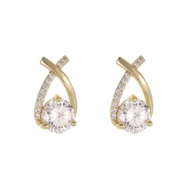 Elegant Cross Stud Earrings with Cubic Zirconia - Image 6