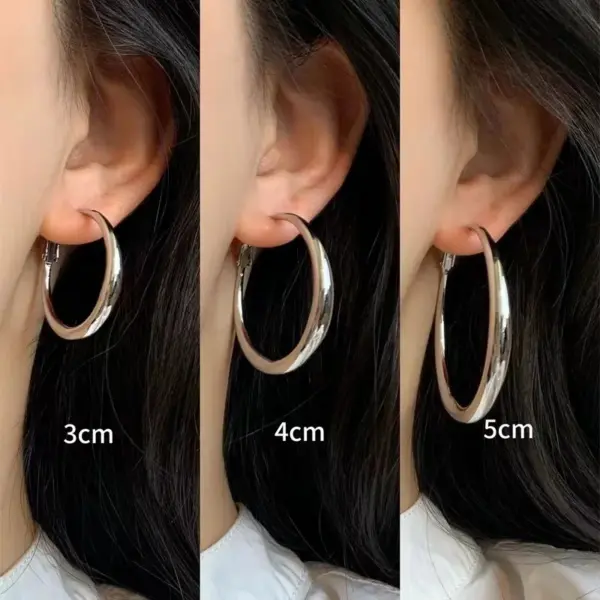Big Round Stainless Steel Hoop Earrings - Image 2