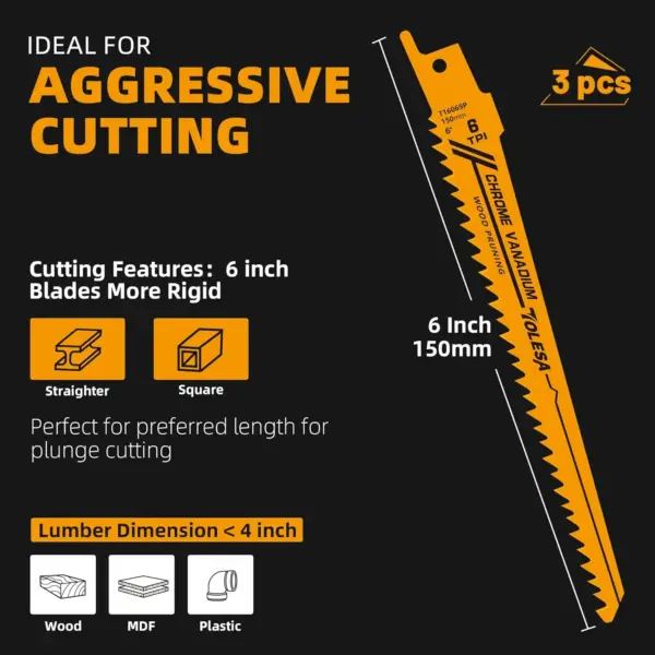TOLESA 10PC Multi-Purpose Reciprocating Blades - Image 2