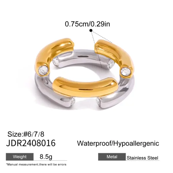 Gold and Silver Geometric Open Ring - Image 9