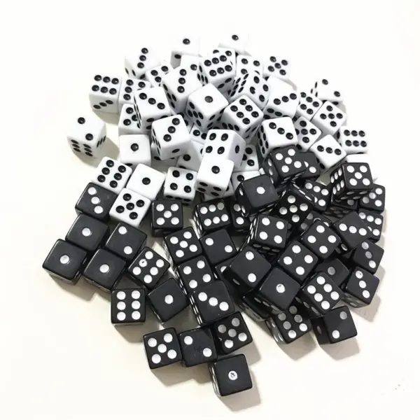 50 Pack 10mm Black and White Acrylic Dice - Image 16