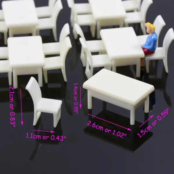 O Scale 1:50 White Dining Table Chair Set - Image 3