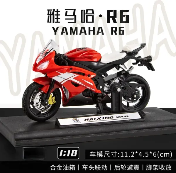 Yamaha R6 1:18 Diecast Motorcycle Model - Image 8