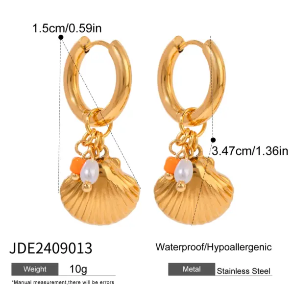 Stainless Steel Flower Heart Drop Dangle Earrings - Image 11