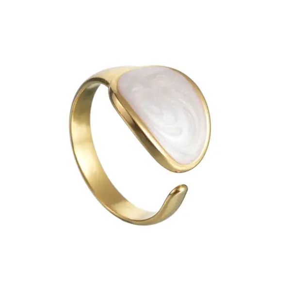 Elegant Shell Opal Stone Cuff Ring - Image 7