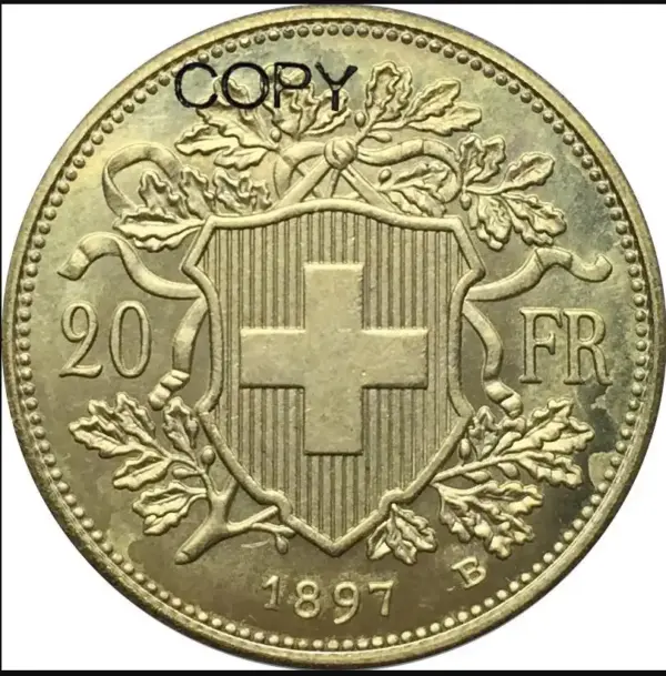 Swiss 20 Franc Gold 1897 Replica Coin - Image 2