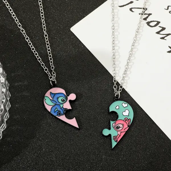 Disney Stitch and Angie Heart Pendant Necklace - Image 5