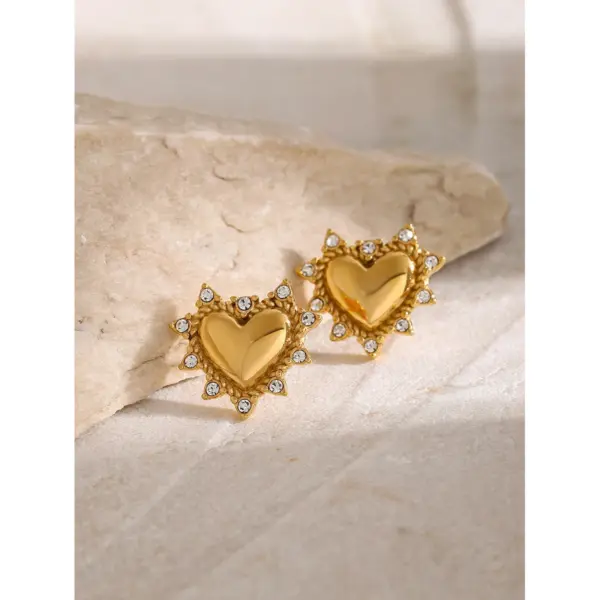 Heart-Shaped Stainless Steel Stud Earrings - Image 4