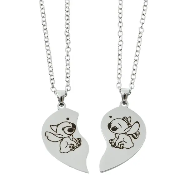 Disney Stitch and Angie Heart Pendant Necklace - Image 7