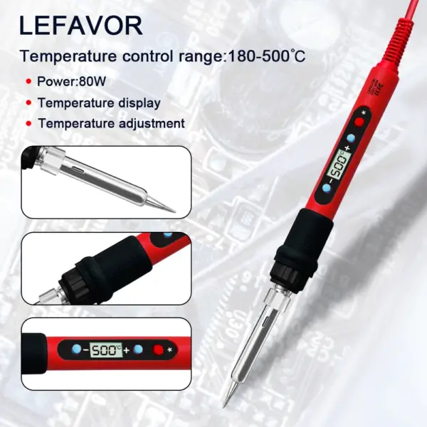 80W Adjustable Temperature Soldering Iron Kit - Image 3
