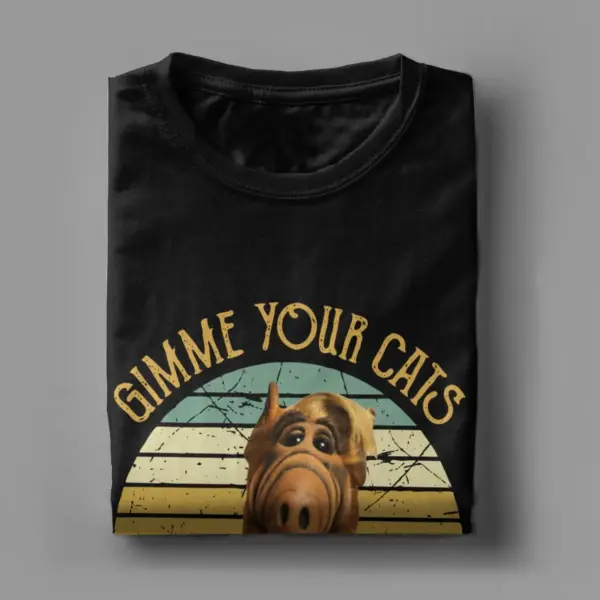 Vintage Gimme Your Cats Alf TV T-Shirt for Men - Image 3