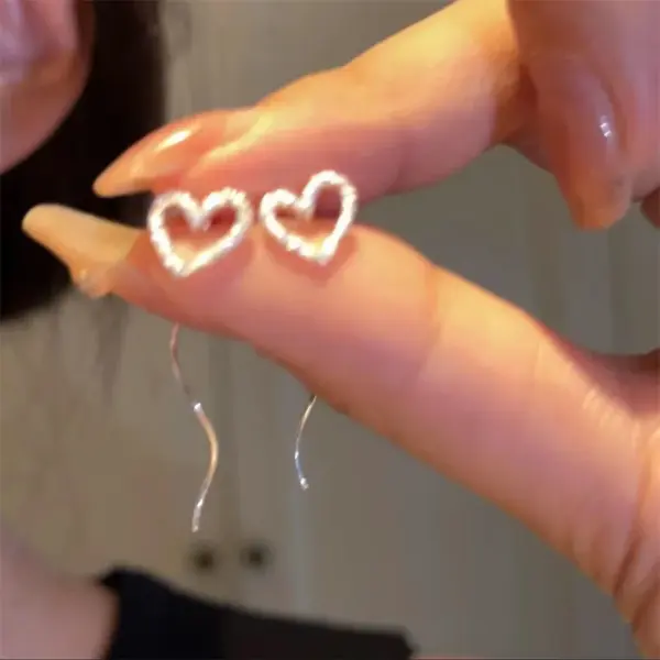 Trendy Drop Earrings with Star Heart Pendants - Image 14