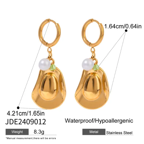 Stainless Steel Flower Heart Drop Dangle Earrings - Image 10