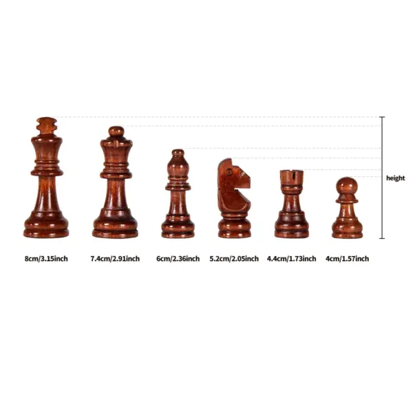 Solid Wood Chess Pieces with Folding Board - Image 3