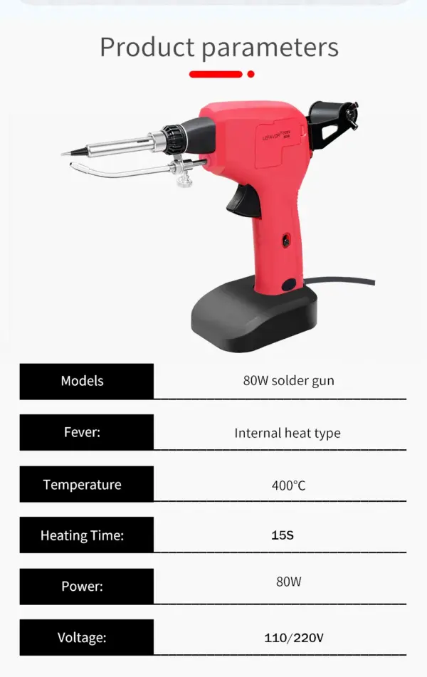 80W Manual Soldering Gun with Heating Base - Image 5
