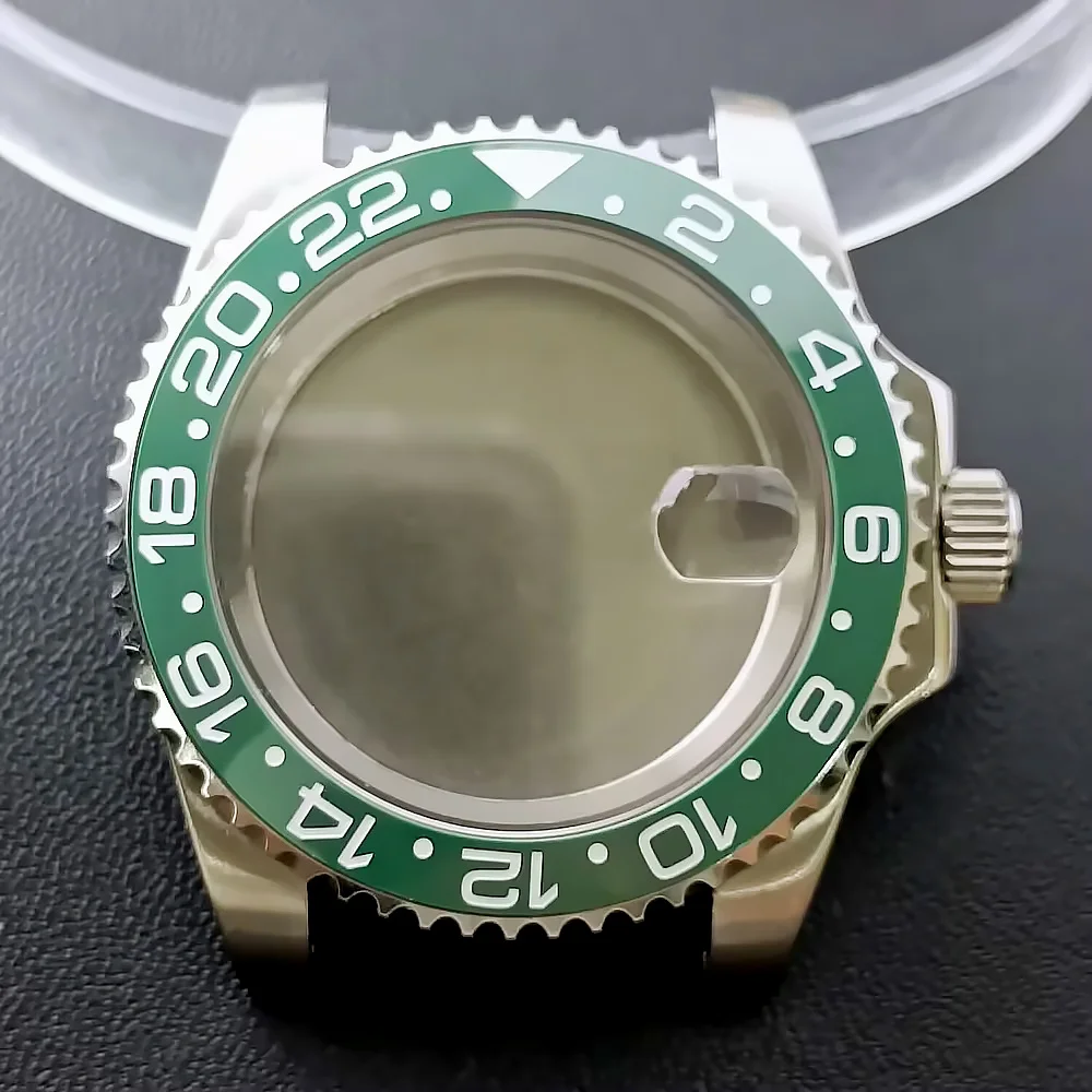 NH35 GMT Steel Watch Case 40.5mm Silver 1 NH35 GMT Steel Watch Case 40.5mm Silver