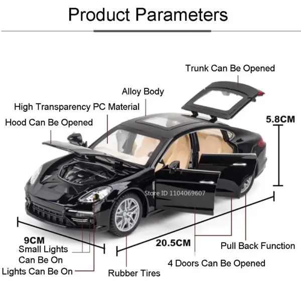 1:24 Scale Panamera Sports Car Model - Image 2