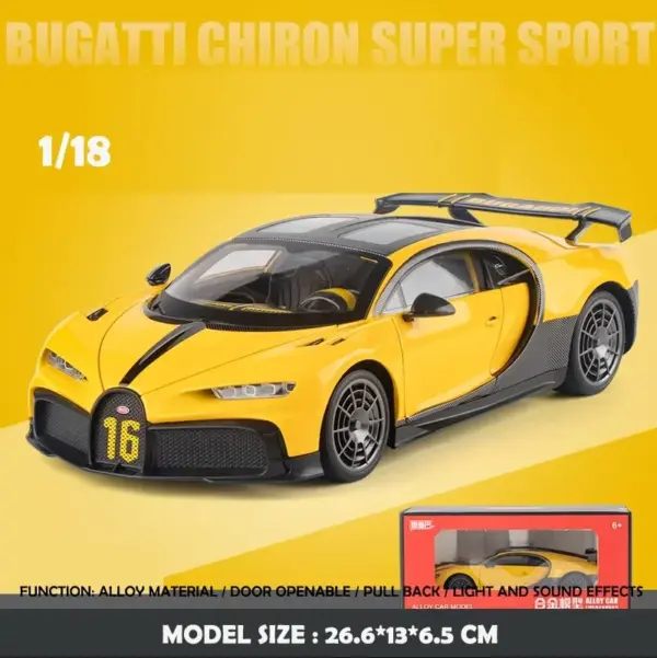 Large 1:18 Bugatti Chiron Diecast Model for Collection - Image 7