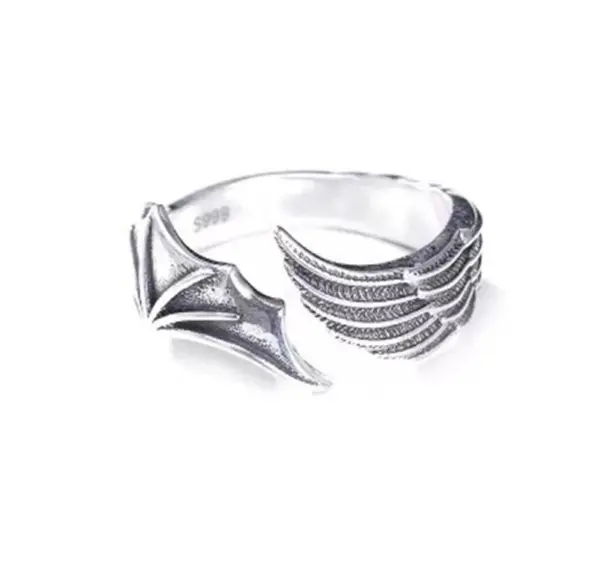 Vintage Angel Wing Demon Eye Ring - Image 7