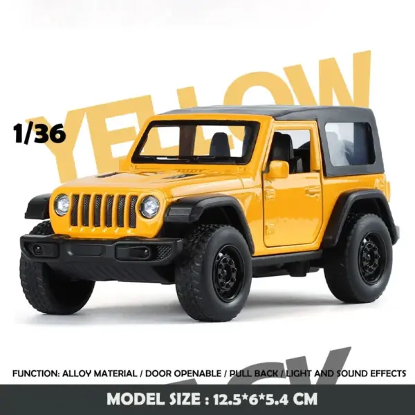 1:36 Jeep Wrangler Diecast Model Car - Image 7