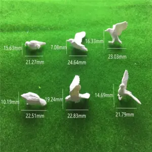 5pcs Miniature White Pigeons for Diorama