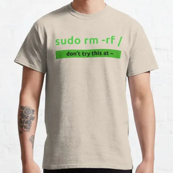 Funny Linux Sudo rm -rf T-Shirt for Men - Image 2