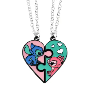 Disney Stitch and Angie Heart Pendant Necklace