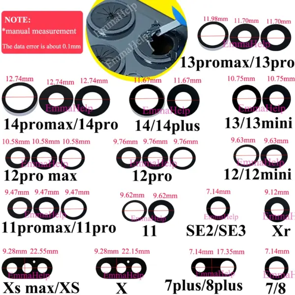 EmmaHelp 10-Pack Rear Camera Lens for iPhone Models - Image 2