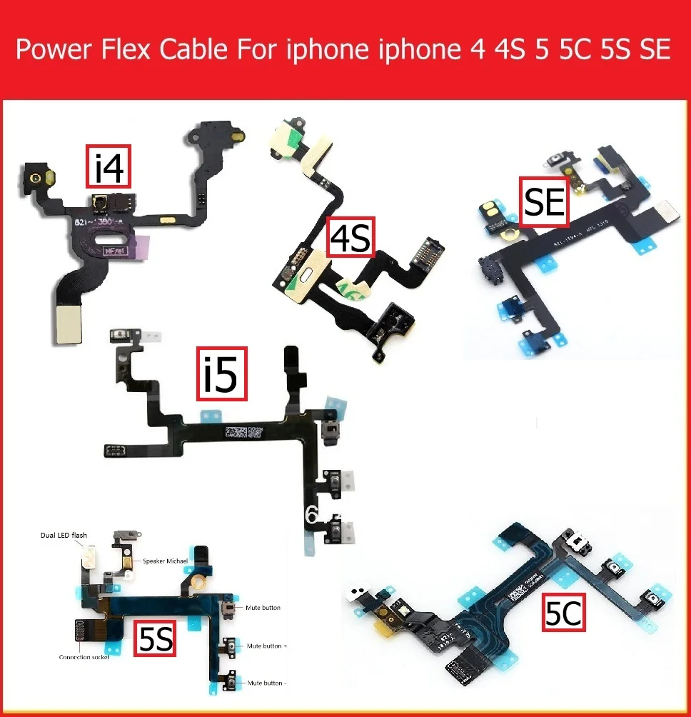 Genuine iPhone Flex Cable Replacement for Power & Volume 1 Genuine iPhone Flex Cable Replacement for Power & Volume