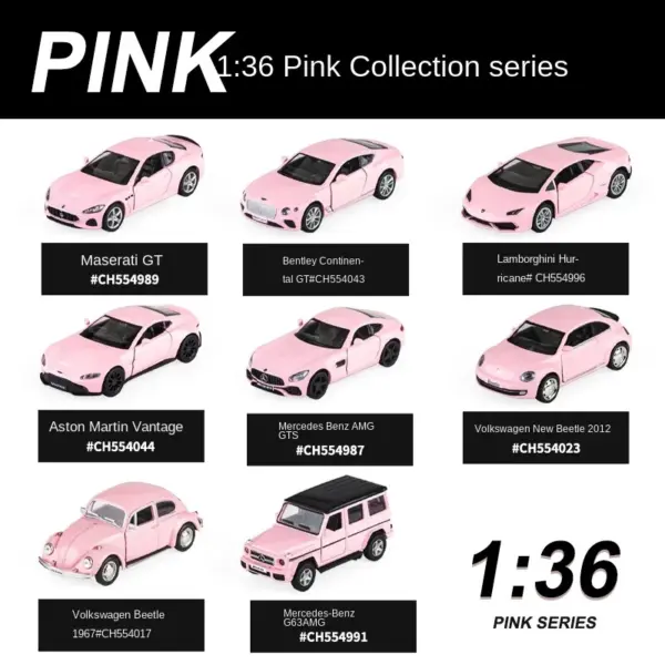 1/36 Pink Benz Bentley BMW Diecast Model Car - Image 3