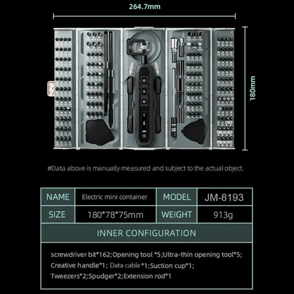 JAKEMY JM-8193 180-in-1 Electric Screwdriver Set - Image 2