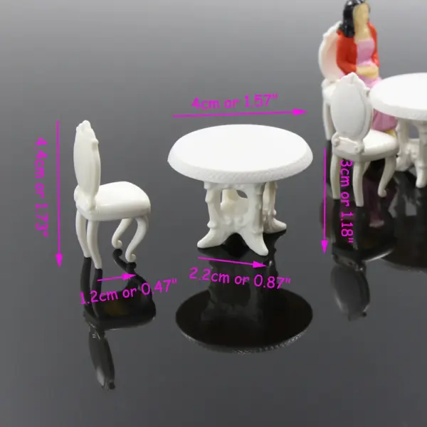 G Scale White Dining Table and Chair Set - Image 3