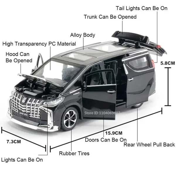 1:32 Scale Alphard Alloy Diecast Model Car - Image 2