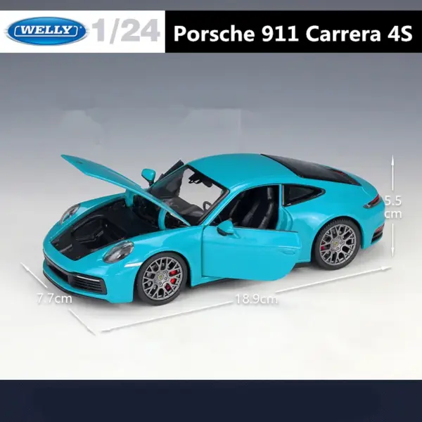 1:24 Porsche 911 Carrera 4S Diecast Model - Image 4