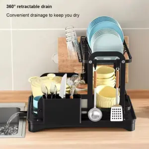 2025 2-Layer Kitchen Dish Drain Rack with Drip Tray