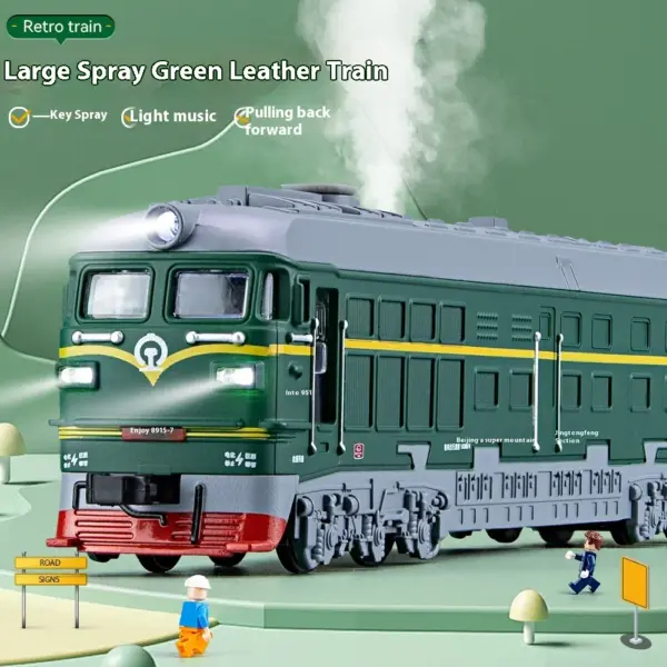 Diecast Green Leather Train Model Display - Image 2