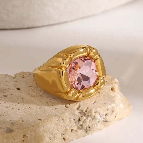 Colorful Cubic Zirconia Stainless Steel Ring - Image 6