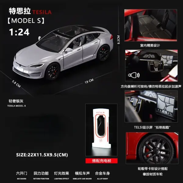 1:24 Tesla Model S Diecast Car Model - Image 9